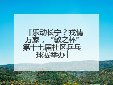 乐动长宁？戎情万家，“敏之杯”第十七届社区乒乓球赛举办